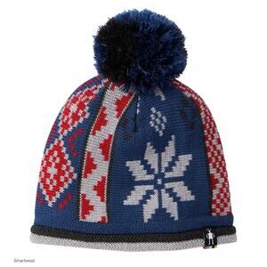 Smartwool Children Snowflake Beanie Hat Pom Pom  Merino Wool Blend L/XL‎ Blue